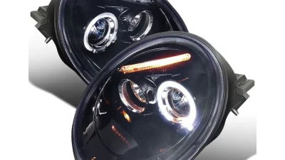 Spec-D Halo Projector Headlights (Glossy Black Housing/Smoked Lens) Volkswagen Beetle 1998-2005                                     - LHP-BEE98G-TM - Image 9