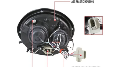 Spec-D Halo Projector Headlights (Glossy Black Housing/Smoked Lens) Volkswagen Beetle 1998-2005                                     - LHP-BEE98G-TM - Image 8