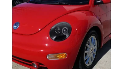 Spec-D Halo Projector Headlights (Glossy Black Housing/Smoked Lens) Volkswagen Beetle 1998-2005                                     - LHP-BEE98G-TM - Image 9