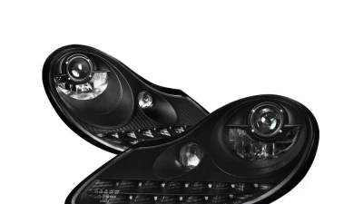 Spec-D LED Light Strip Projector Headlights w/ LED Turn Signal Lights (Matte Black Housing/Clear Lens) Porsche Boxster 986 | 911 996 1997-2004                                     - LHP-BOX97JM-TM - Image 8