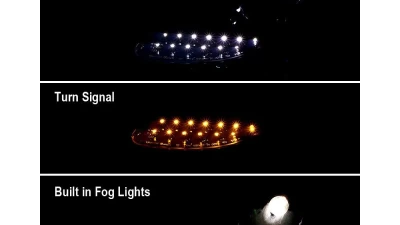 Spec-D LED Light Strip Projector Headlights w/ LED Turn Signal Lights (Matte Black Housing/Clear Lens) Porsche Boxster 986 | 911 996 1997-2004                                     - LHP-BOX97JM-TM - Image 7