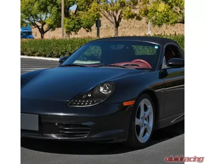 Spec-D LED Light Strip Projector Headlights w/ LED Turn Signal Lights (Matte Black Housing/Clear Lens) Porsche Boxster 986 | 911 996 1997-2004 - LHP-BOX97JM-TM