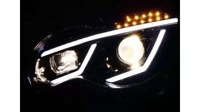 Spec-D LED Bar Projector Headlights w/ LED Turn Signal Lights (Jet Black Housing/Clear Lens) Mercedes-Benz W203 C-Class 2001-2007                                     - LHP-BW20301BK-TM - Image 2