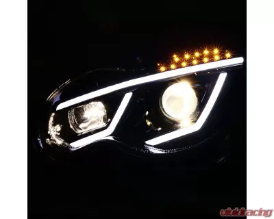 Spec-D LED Bar Projector Headlights w/ LED Turn Signal Lights (Jet Black Housing/Clear Lens) Mercedes-Benz W203 C-Class 2001-2007 - LHP-BW20301BK-TM