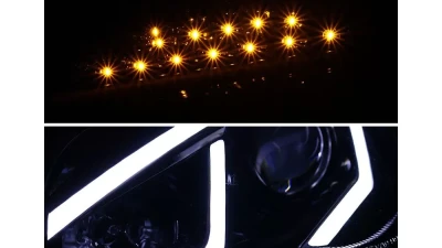 Spec-D LED Bar Projector Headlights w/ LED Turn Signal Lights (Jet Black Housing/Clear Lens) Mercedes-Benz W203 C-Class 2001-2007                                     - LHP-BW20301BK-TM - Image 3