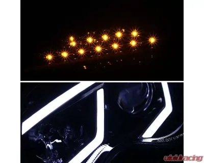 Spec-D LED Bar Projector Headlights w/ LED Turn Signal Lights (Jet Black Housing/Clear Lens) Mercedes-Benz W203 C-Class 2001-2007 - LHP-BW20301BK-TM