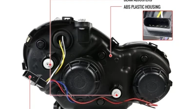 Spec-D LED Bar Projector Headlights w/ LED Turn Signal Lights (Jet Black Housing/Clear Lens) Mercedes-Benz W203 C-Class 2001-2007                                     - LHP-BW20301BK-TM - Image 9