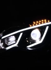 Spec-D Projector Headlights w/ LED Bar & Turn Signal Lights (Glossy Black Housing/Smoke Lens) Mercedes Benz W203 2001-2007                                     - LHP-BW20301G-TM - Image 2