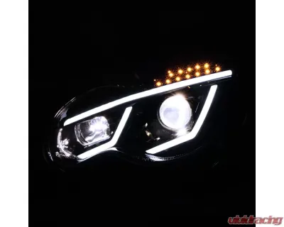 Spec-D Projector Headlights w/ LED Bar & Turn Signal Lights (Glossy Black Housing/Smoke Lens) Mercedes Benz W203 2001-2007 - LHP-BW20301G-TM