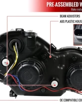 Spec-D Projector Headlights w/ LED Bar & Turn Signal Lights (Glossy Black Housing/Smoke Lens) Mercedes Benz W203 2001-2007                                     - LHP-BW20301G-TM - Image 9