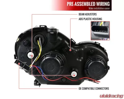 Spec-D Projector Headlights w/ LED Bar & Turn Signal Lights (Glossy Black Housing/Smoke Lens) Mercedes Benz W203 2001-2007 - LHP-BW20301G-TM
