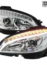 Spec-D Projector Headlights w/ LED Light Bar & Turn Signal Lights (Chrome Housing/Clear Lens) Mercedes Benz W204 2008-2011                                     - LHP-BW20408-TM - Image 10