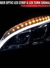 Spec-D Projector Headlights w/ LED Light Bar & Turn Signal Lights (Chrome Housing/Clear Lens) Mercedes Benz W204 2008-2011                                     - LHP-BW20408-TM - Image 2