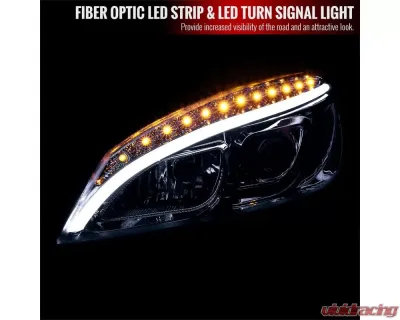 Spec-D Projector Headlights w/ LED Light Bar & Turn Signal Lights (Chrome Housing/Clear Lens) Mercedes Benz W204 2008-2011 - LHP-BW20408-TM