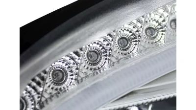 Spec-D Projector Headlights w/ LED Light Bar & LED Turn Signal Lights (Chrome Housing/Clear Lens) Mercedes-Benz W204 C-Class 2008-2011                                     - LHP-BW20408-TM - Image 6