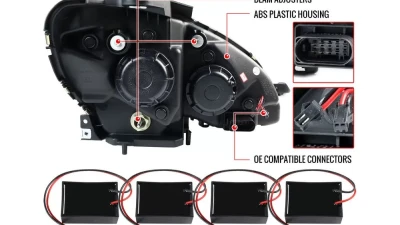 Spec-D Projector Headlights w/ LED Light Bar & LED Turn Signal Lights (Chrome Housing/Clear Lens) Mercedes-Benz W204 C-Class 2008-2011                                     - LHP-BW20408-TM - Image 8