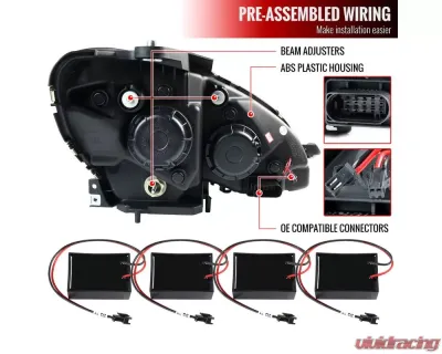 Spec-D Projector Headlights w/ LED Light Bar & Turn Signal Lights (Chrome Housing/Clear Lens) Mercedes Benz W204 2008-2011 - LHP-BW20408-TM