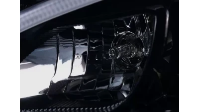 Spec-D Projector Headlights w/ LED Light Bar & LED Turn Signal Lights (Glossy Black Housing/Smoked Lens) Mercedes-Benz W204 C-Class 2008-2011                                     - LHP-BW20408G-TM - Image 6