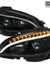 Spec-D Projector Headlights w/ LED Light Bar & Turn Signal Lights (Matte Black Housing/Clear Lens) Mercedes Benz W204 2008-2011                                     - LHP-BW20408JM-TM - Image 10
