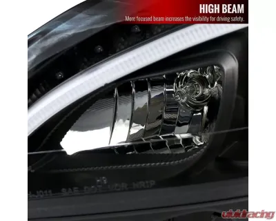 Spec-D Projector Headlights w/ LED Light Bar & Turn Signal Lights (Matte Black Housing/Clear Lens) Mercedes Benz W204 2008-2011 - LHP-BW20408JM-TM