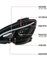 Spec-D Projector Headlights w/ LED Light Bar & Turn Signal Lights (Matte Black Housing/Clear Lens) Mercedes Benz W204 2008-2011                                     - LHP-BW20408JM-TM - Image 9