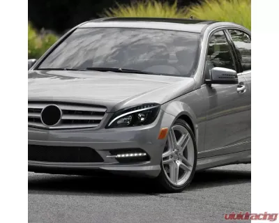 Spec-D Projector Headlights w/ LED Light Bar & Turn Signal Lights (Matte Black Housing/Clear Lens) Mercedes Benz W204 2008-2011 - LHP-BW20408JM-TM