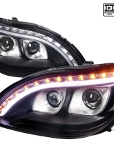 Spec-D Projector Headlights w/ LED Light Strip & Turn Signal Lights (Matte Black Housing/Clear Lens) Mercedes-Benz W220 S-Class 1998-2006                                     - LHP-BW22000JM-TM - Image 10
