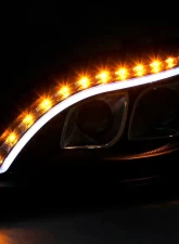 Spec-D Projector Headlights w/ LED Light Strip & Turn Signal Lights (Matte Black Housing/Clear Lens) Mercedes-Benz W220 S-Class 1998-2006                                     - LHP-BW22000JM-TM - Image 2