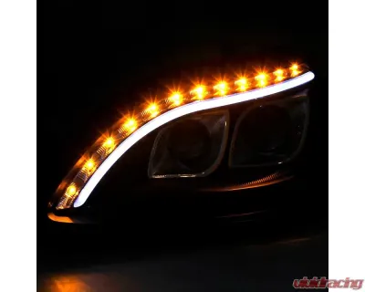 Spec-D Projector Headlights w/ LED Light Strip & Turn Signal Lights (Matte Black Housing/Clear Lens) Mercedes-Benz W220 S-Class 1998-2006 - LHP-BW22000JM-TM