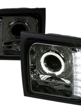 Spec-D Halo Projector Headlights w/ SMD LED Light Strip (Chrome Housing/Smoked Lens) Jeep Cherokee 1997-2001                                     - LHP-CHKE97G-RS - Image 10