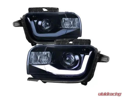 Spec-D LED Bar Projector Headlights (Glossy Black Housing/Smoked Lens) Chevrolet Camaro 2010-2013 - LHP-CMR10G-TM
