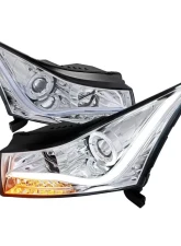Spec-D Halo Projector Headlights w/ LED Light Bar & LED Turn Signal Lights (Chrome Housing/Clear Lens) Chevrolet Cruze 2011-2016                                     - LHP-CRU11-TM - Image 10