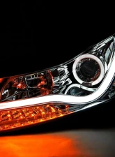 Spec-D Halo Projector Headlights w/ LED Light Bar & LED Turn Signal Lights (Chrome Housing/Clear Lens) Chevrolet Cruze 2011-2016                                     - LHP-CRU11-TM - Image 2