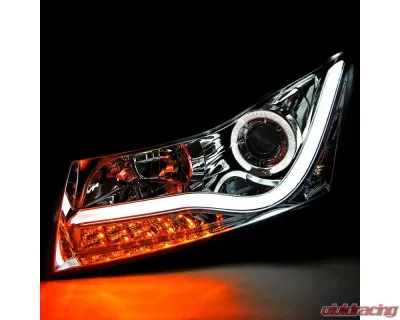 Spec-D Halo Projector Headlights w/ LED Light Bar & LED Turn Signal Lights (Chrome Housing/Clear Lens) Chevrolet Cruze 2011-2016 - LHP-CRU11-TM
