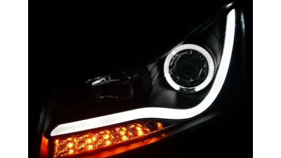 Spec-D Halo Projector Headlights w/ LED Light Bar & LED Turn Signal Lights (Matte Black Housing/Clear Lens) Chevrolet Cruze 2011-2016                                     - LHP-CRU11JM-TM - Image 2