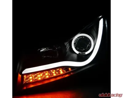 Spec-D Halo Projector Headlights w/ LED Light Bar & LED Turn Signal Lights (Matte Black Housing/Clear Lens) Chevrolet Cruze 2011-2016 - LHP-CRU11JM-TM