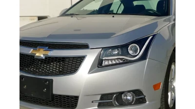 Spec-D Halo Projector Headlights w/ LED Light Bar & LED Turn Signal Lights (Matte Black Housing/Clear Lens) Chevrolet Cruze 2011-2016                                     - LHP-CRU11JM-TM - Image 3