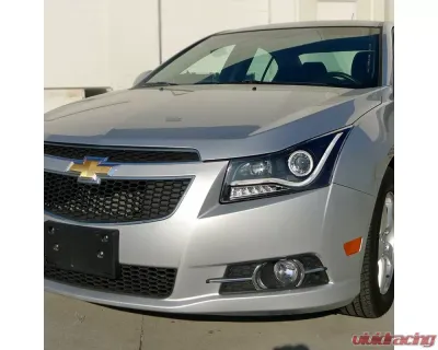 Spec-D Halo Projector Headlights w/ LED Light Bar & LED Turn Signal Lights (Matte Black Housing/Clear Lens) Chevrolet Cruze 2011-2016 - LHP-CRU11JM-TM