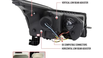 Spec-D Halo Projector Headlights w/ LED Light Bar & LED Turn Signal Lights (Matte Black Housing/Clear Lens) Chevrolet Cruze 2011-2016                                     - LHP-CRU11JM-TM - Image 10