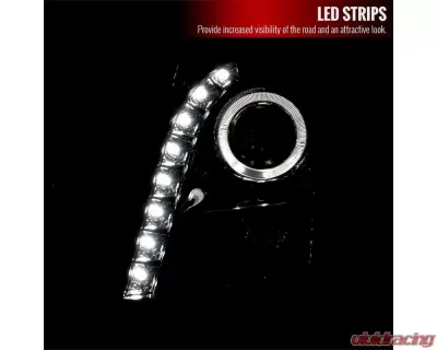 Spec-D Halo Projector Headlights w/ SMD LED Light Strip (Chrome Housing/Clear Lens) Cadillac CTS 2003-2007 - LHP-CTS03-RS