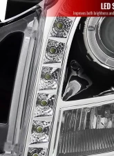 Spec-D Halo Projector Headlights w/ SMD LED Light Strip (Chrome Housing/Clear Lens) Cadillac CTS 2003-2007                                     - LHP-CTS03-RS - Image 5