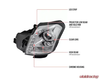 Spec-D Halo Projector Headlights w/ SMD LED Light Strip (Chrome Housing/Clear Lens) Cadillac CTS 2003-2007 - LHP-CTS03-RS