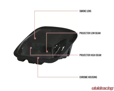 Spec-D H7 Projector Headlights (Chrome Housing/Smoked Lens) Chevrolet Corvette C5 1997-2004 - LHP-CVET97G-RS