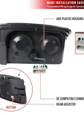 Spec-D H7 Projector Headlights (Matte Black Housing/Clear Lens) Chevrolet Corvette C5 1997-2004                                     - LHP-CVET97JM-RS - Image 8