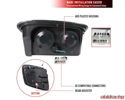 Spec-D H7 Projector Headlights (Matte Black Housing/Clear Lens) Chevrolet Corvette C5 1997-2004 - LHP-CVET97JM-RS