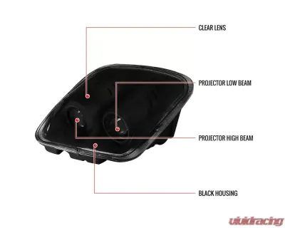 Spec-D H7 Projector Headlights (Matte Black Housing/Clear Lens) Chevrolet Corvette C5 1997-2004 - LHP-CVET97JM-RS