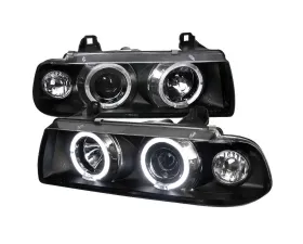 Spec-D Dual Halo Projector Headlights (Matte Black Housing/Clear Lens) BMW E36 1992-1998