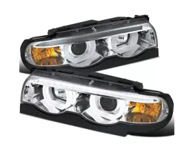 Spec-D Dual Halo Projector Headlights w/ LED Light Bars (Chrome Housing/Clear Lens) BMW E38 1995-2001
