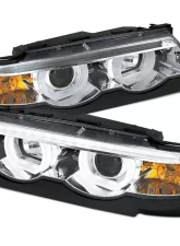 Spec-D Dual Halo Projector Headlights w/ LED Light Bars (Chrome Housing/Clear Lens) BMW E38 1995-2001                                     - LHP-E3895-TM - Image 10