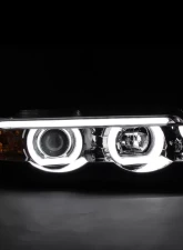 Spec-D Dual Halo Projector Headlights w/ LED Light Bars (Chrome Housing/Clear Lens) BMW E38 1995-2001                                     - LHP-E3895-TM - Image 2